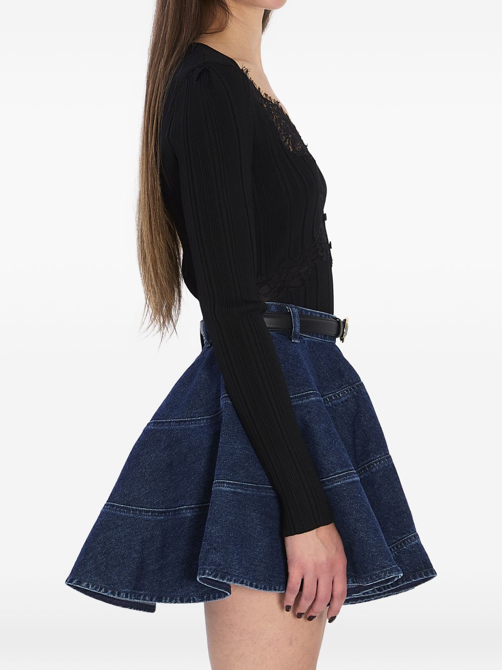 Top con bottoni in pizzo in nero Self-portrait - donna 