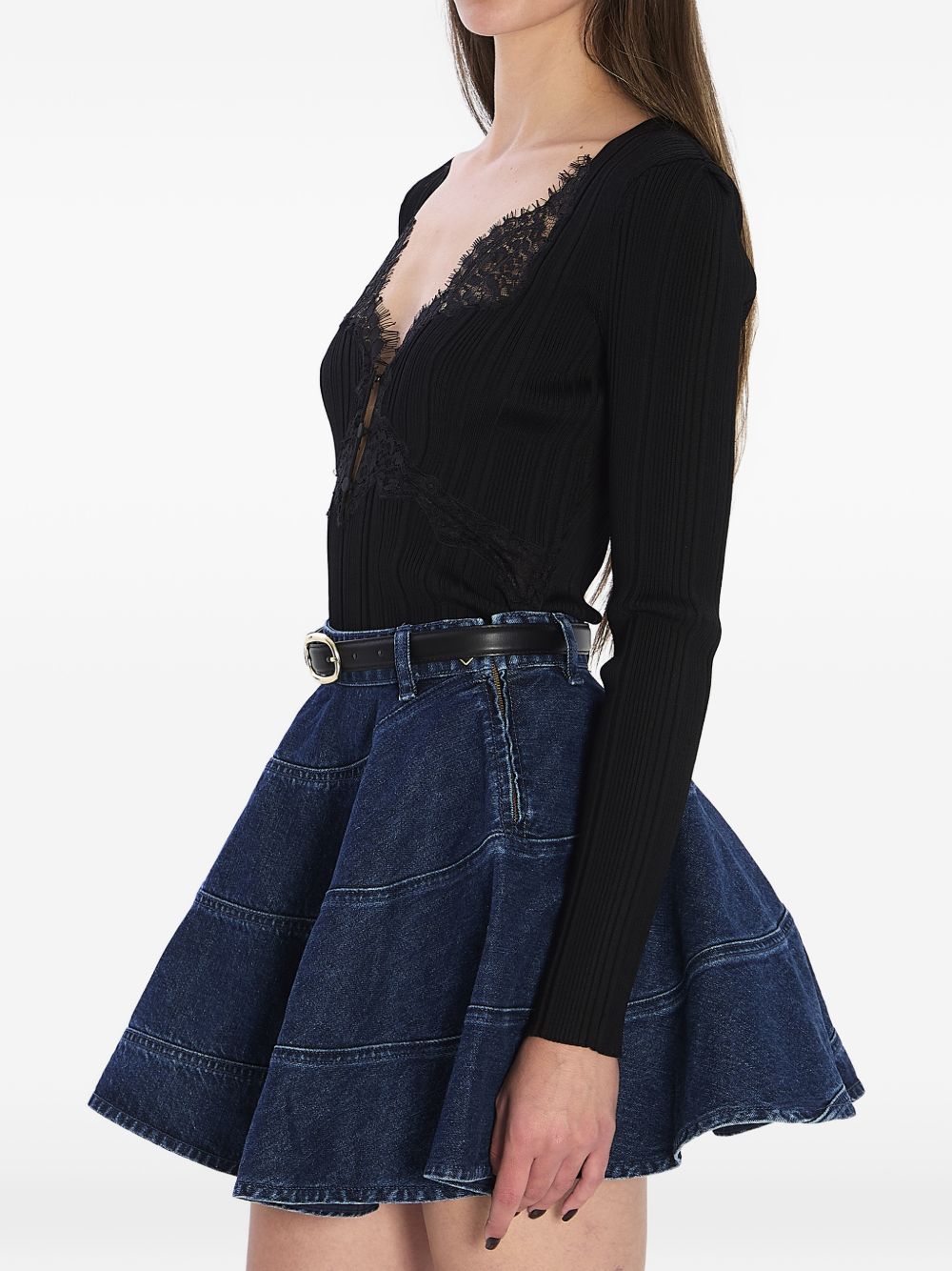 Top con bottoni in pizzo in nero Self-portrait - donna 