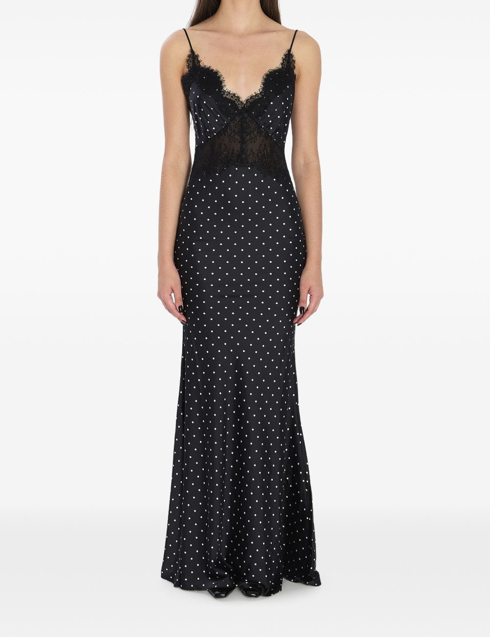 Abito lungo a pois in nero Self - Portrait - donna 