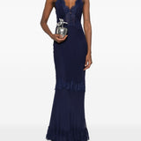 Abito lungo con dettaglio in blu Self-Portrait - donna 