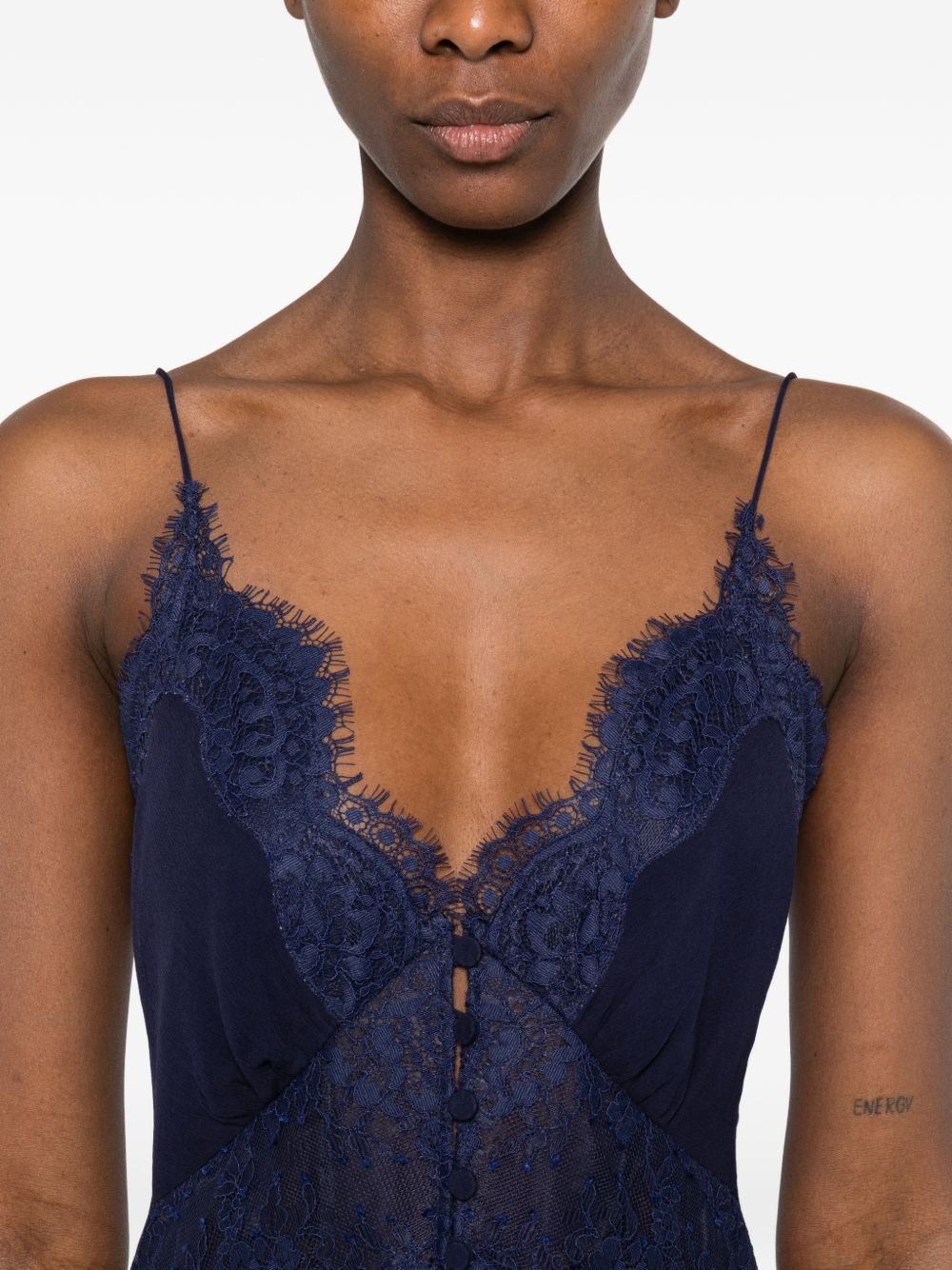 Abito lungo con dettaglio in blu Self-Portrait - donna 