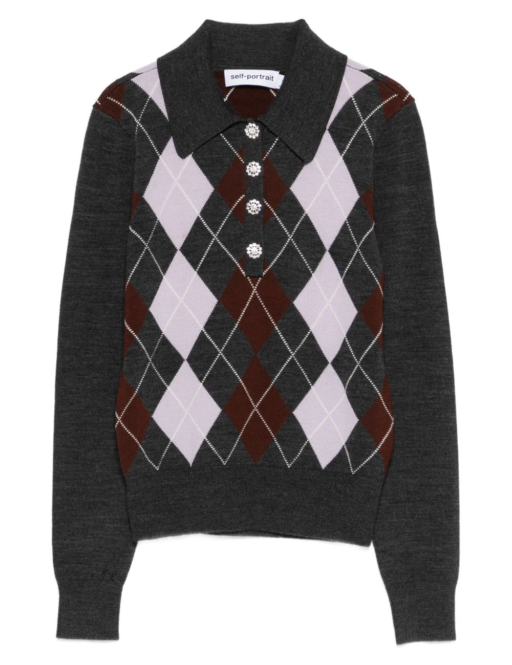 Maglione a rombi in grigio Self-portrait - donna 