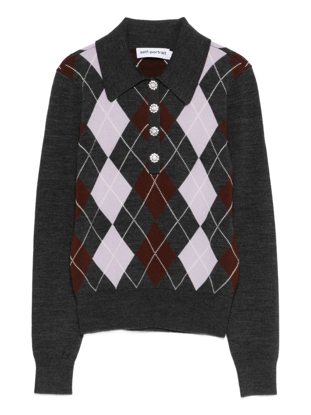 Maglione a rombi in grigio Self-portrait - donna 