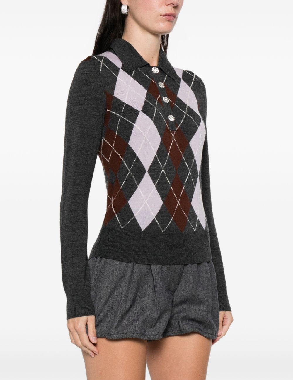 Maglione a rombi in grigio Self-portrait - donna 