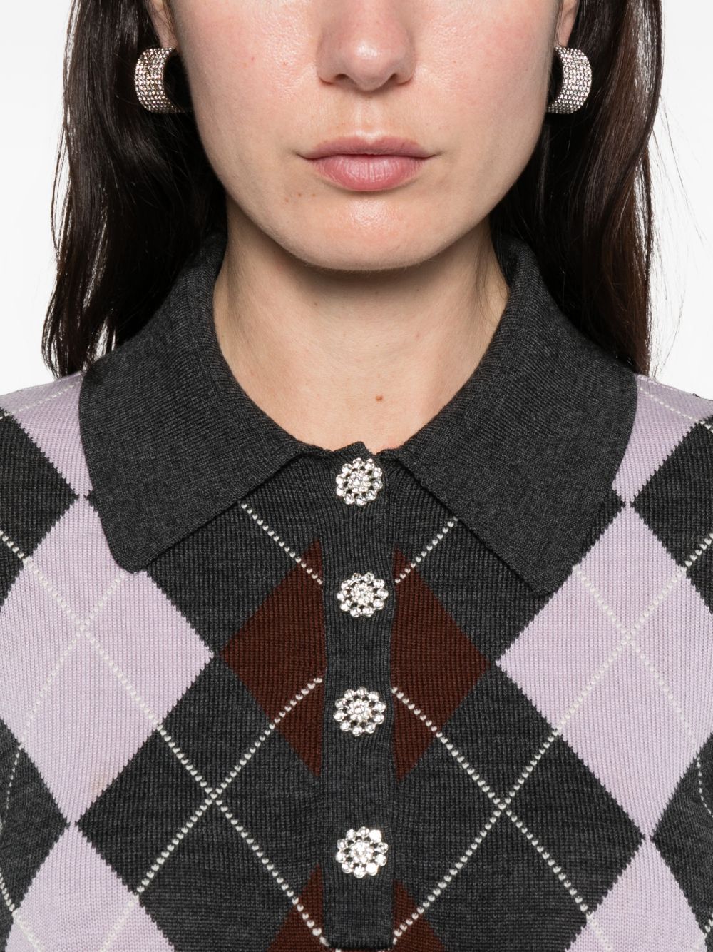 Maglione a rombi in grigio Self-portrait - donna 