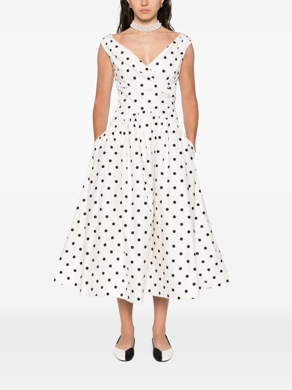 Abito midi a pois in avorio Self-Portrait - donna 