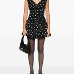 Abito corto a pois con scollo a V in nero Self-Portrait - donna 