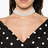 Abito corto a pois con scollo a V in nero Self-Portrait - donna 
