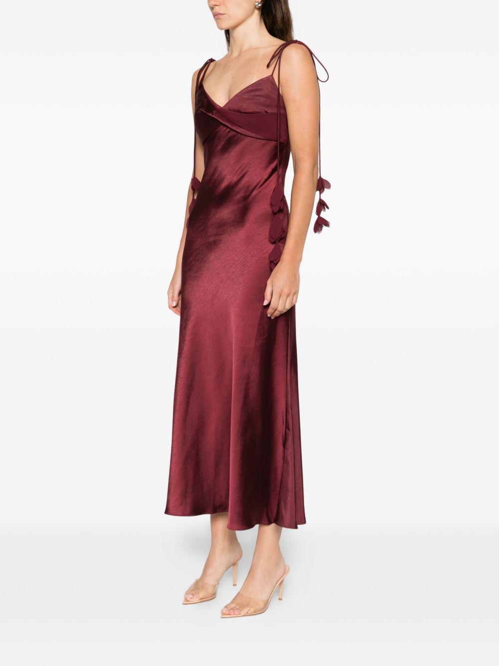 Abito midi con spalline in bordeaux Self-Portrait - donna 