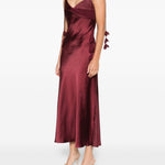 Abito midi con spalline in bordeaux Self-Portrait - donna 