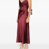 Abito midi con spalline in bordeaux Self-Portrait - donna 