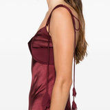 Abito midi con spalline in bordeaux Self-Portrait - donna 