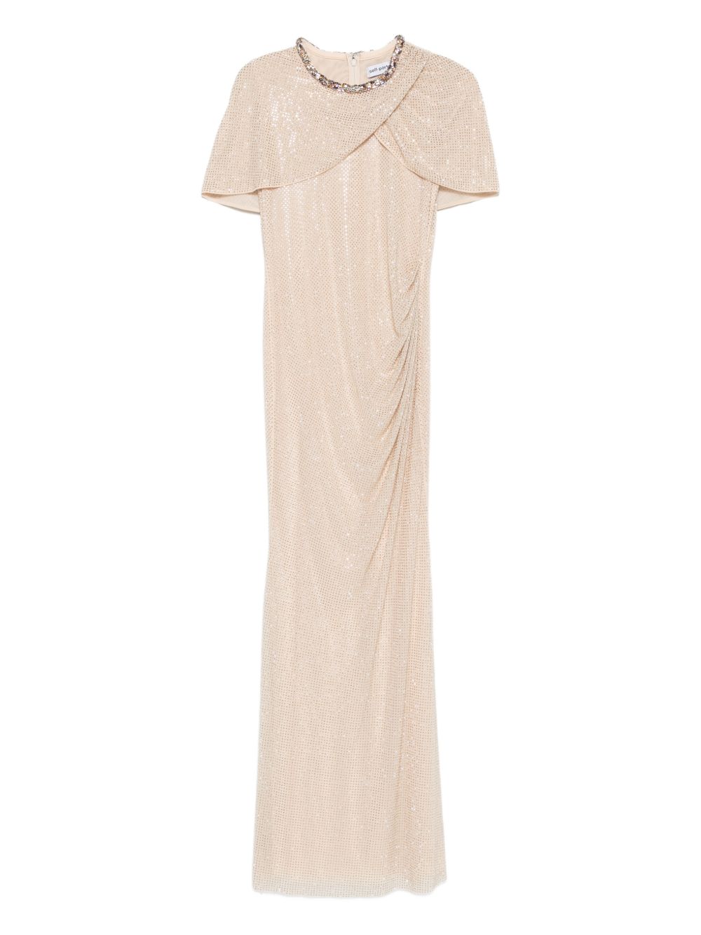Abito lungo drappeggato con decorazione in beige Self-Portrait - donna 