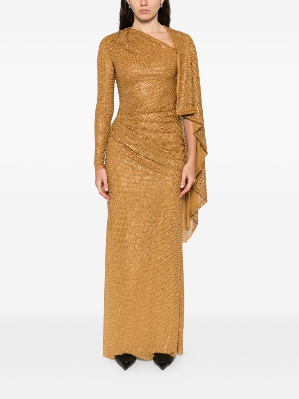 Abito lungo con strass in oro Self-Portrait - donna 