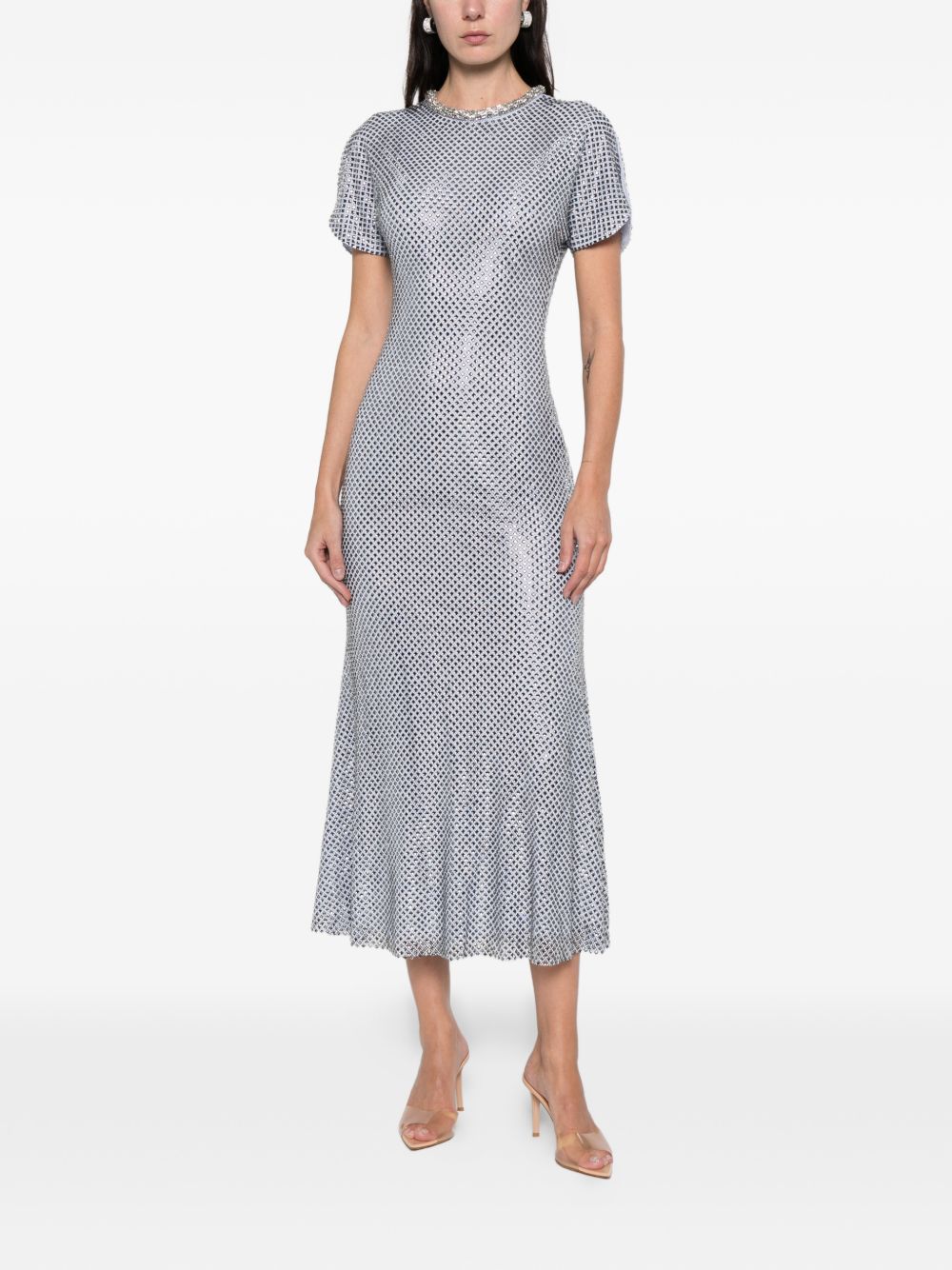Abito midi con strass in azzurro Self-Portrait - donna 