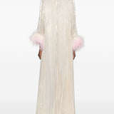 Abito lungo con piume in avorio Self-Portrait - donna 