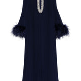 Abito lungo con piume in blu Self-Portrait - donna 