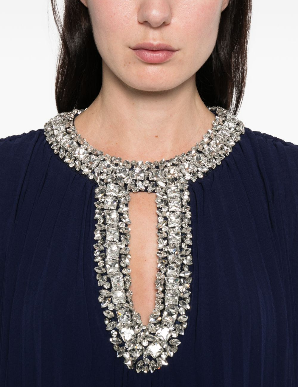 Abito lungo con piume in blu Self-Portrait - donna 