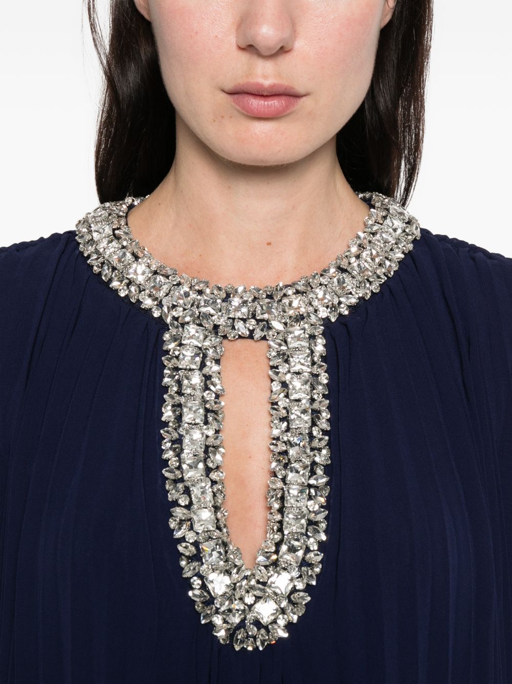 Abito lungo con piume in blu Self-Portrait - donna 