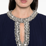 Abito lungo con piume in blu Self-Portrait - donna 