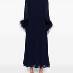 Abito lungo con piume in blu Self-Portrait - donna 