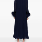 Abito lungo con piume in blu Self-Portrait - donna 