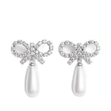 Orecchini con fiocco e perla in argento Self-portrait - donna 