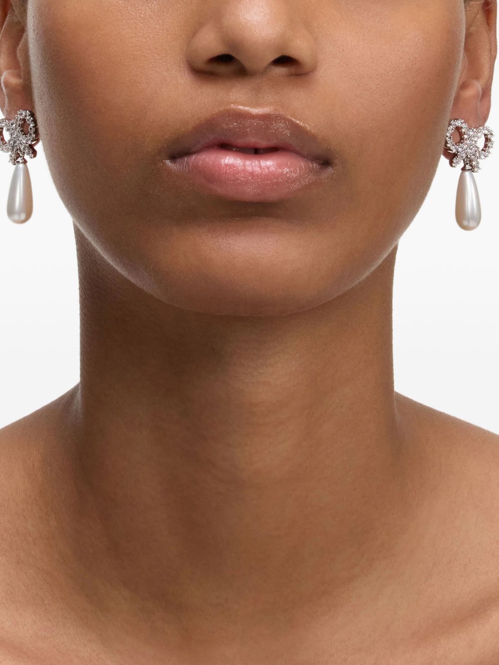 Orecchini con fiocco e perla in argento Self-portrait - donna 