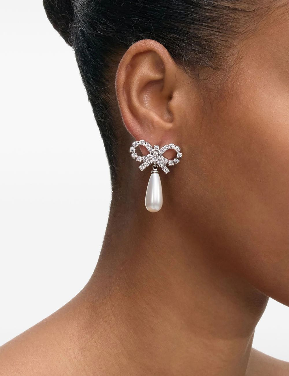 Orecchini con fiocco e perla in argento Self-portrait - donna 