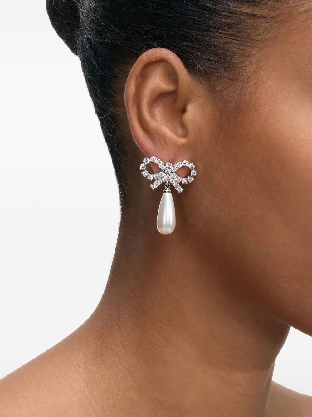 Orecchini con fiocco e perla in argento Self-portrait - donna 