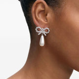 Orecchini con fiocco e perla in argento Self-portrait - donna 