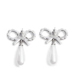 Orecchini con fiocco e perla in argento Self-portrait - donna 