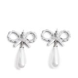 Orecchini con fiocco e perla in argento Self-portrait - donna 