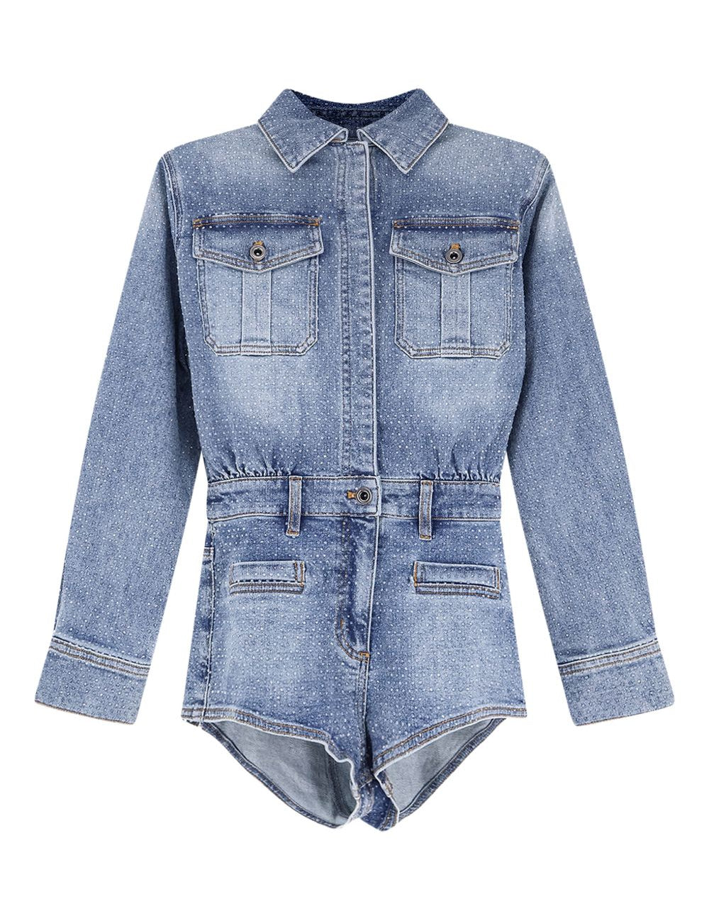 Tuta in denim con cristalli in blu Self-portrait - donna 