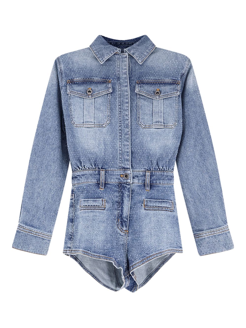 Tuta in denim con cristalli in blu Self-portrait - donna 