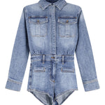 Tuta in denim con cristalli in blu Self-portrait - donna 
