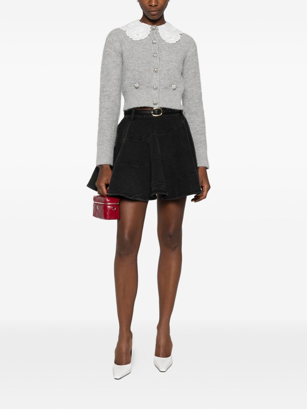 Minigonna in denim nero Self-Portrait - donna 