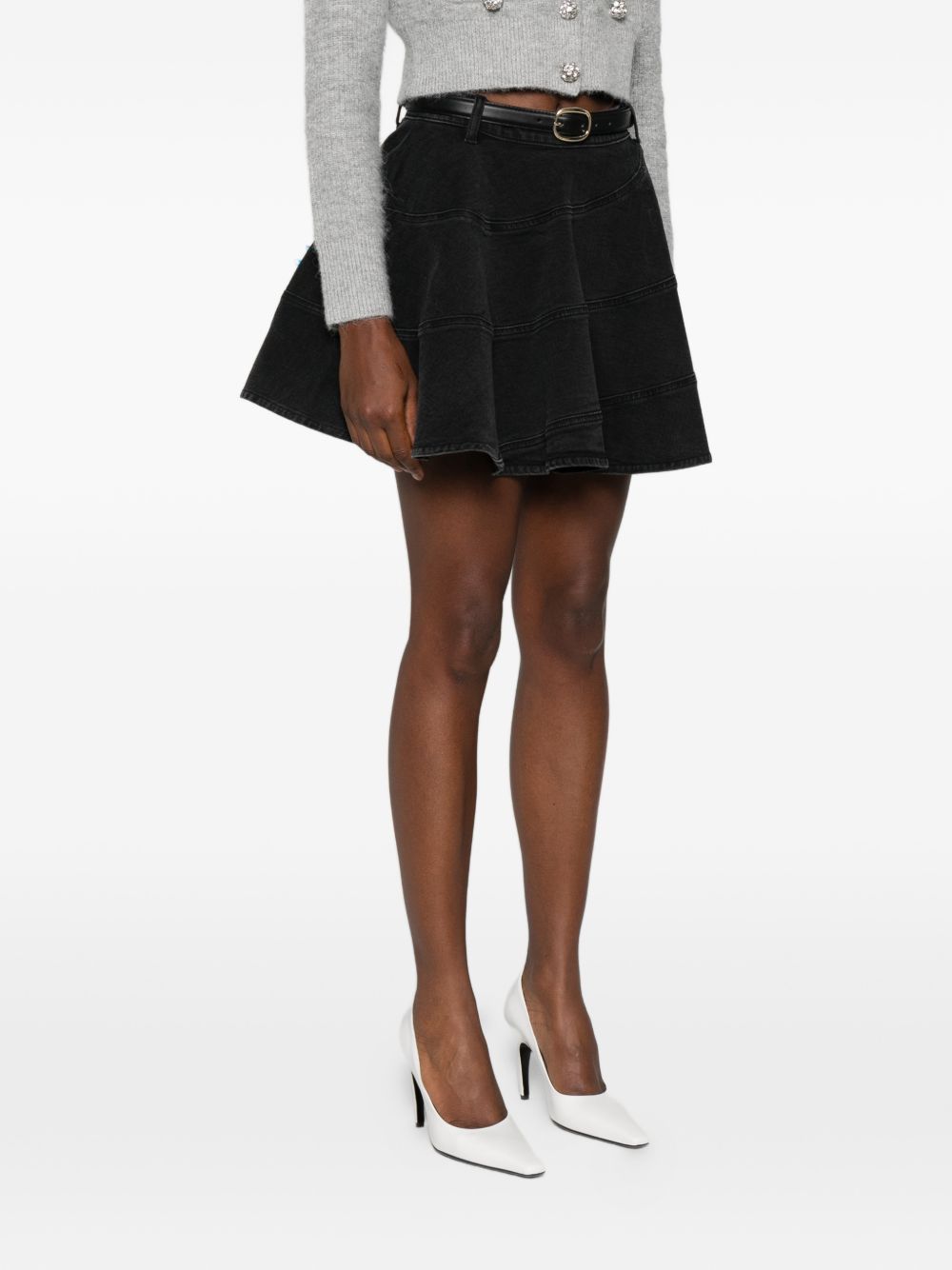 Minigonna in denim nero Self-Portrait - donna 