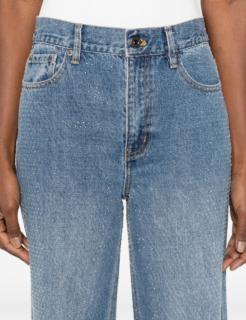 Jeans con cristalli in blu Self-portrait - donna 