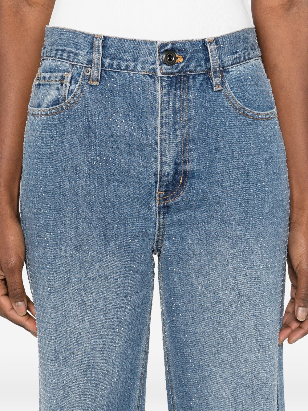 Jeans con cristalli in blu Self-portrait - donna 