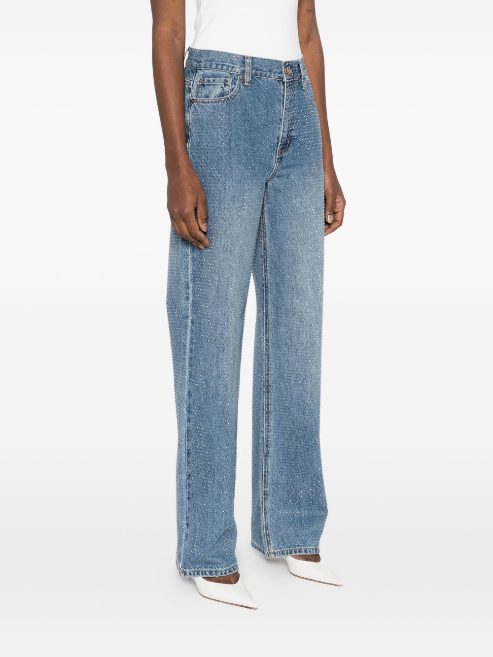 Jeans con cristalli in blu Self-portrait - donna 
