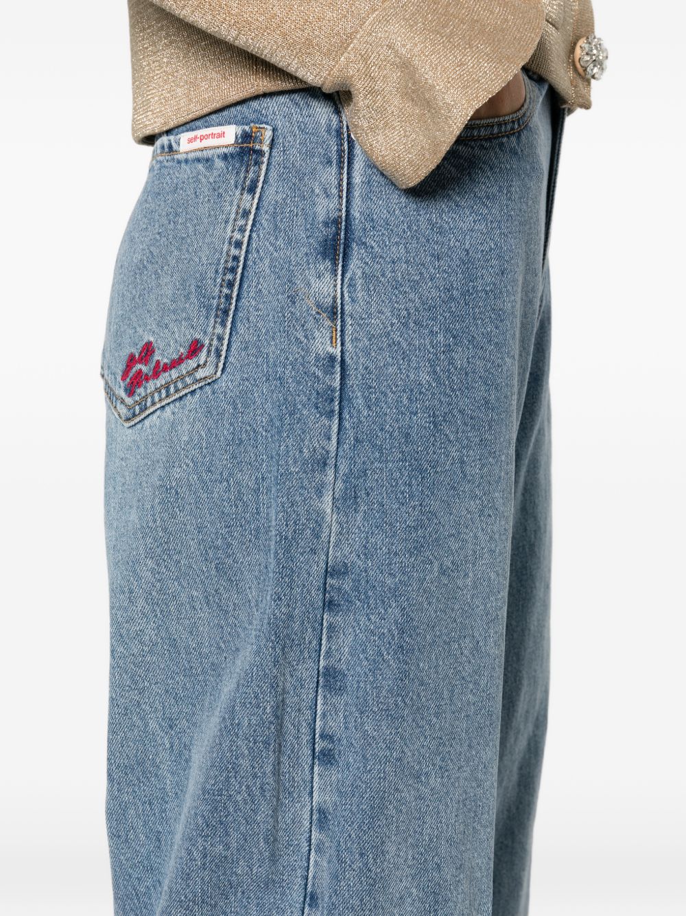 Jeans balloon con cuciture in blu Self-portrait - donna 