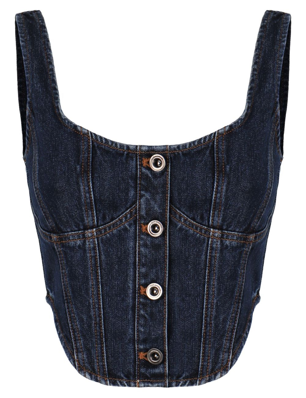 Top a corsetto in denim in blu Self-portrait - donna 