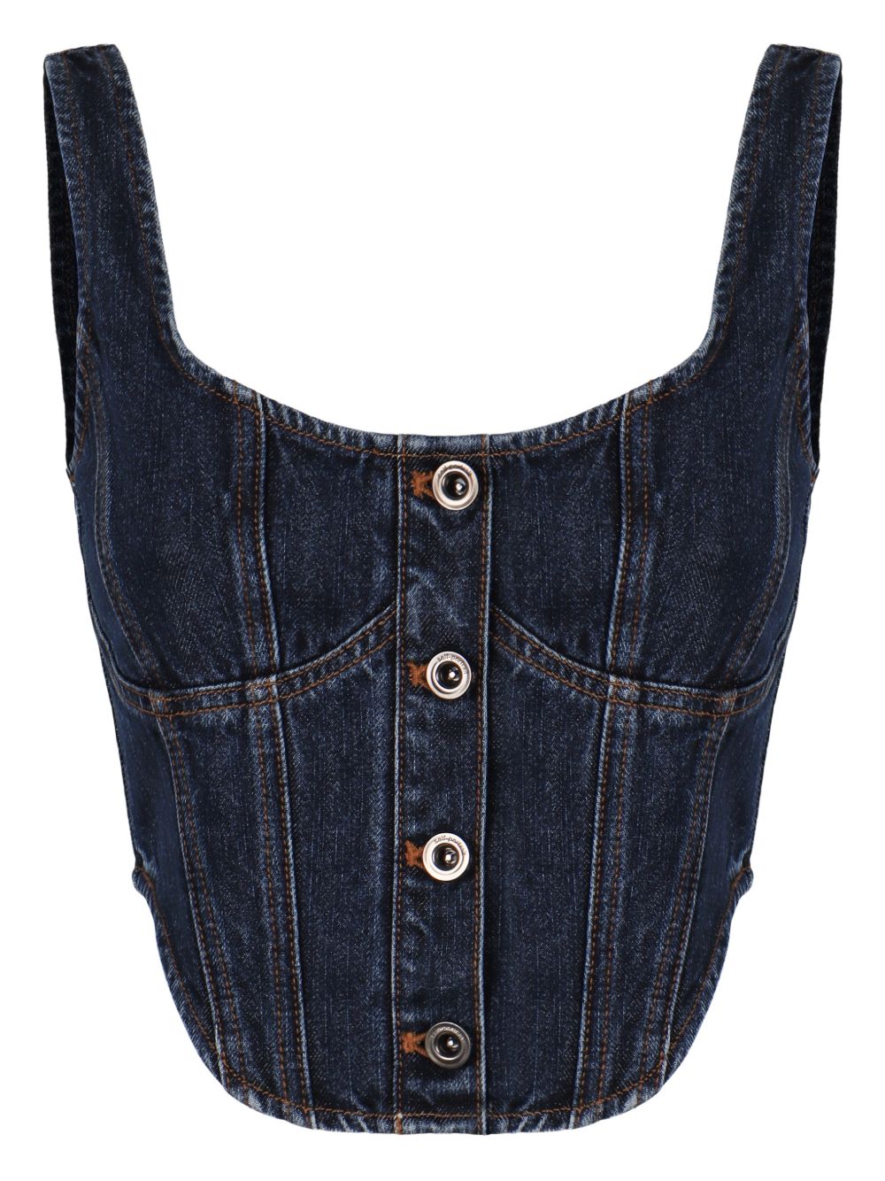 Top a corsetto in denim in blu Self-portrait - donna 