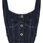 Top a corsetto in denim in blu Self-portrait - donna 
