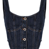 Top a corsetto in denim in blu Self-portrait - donna 