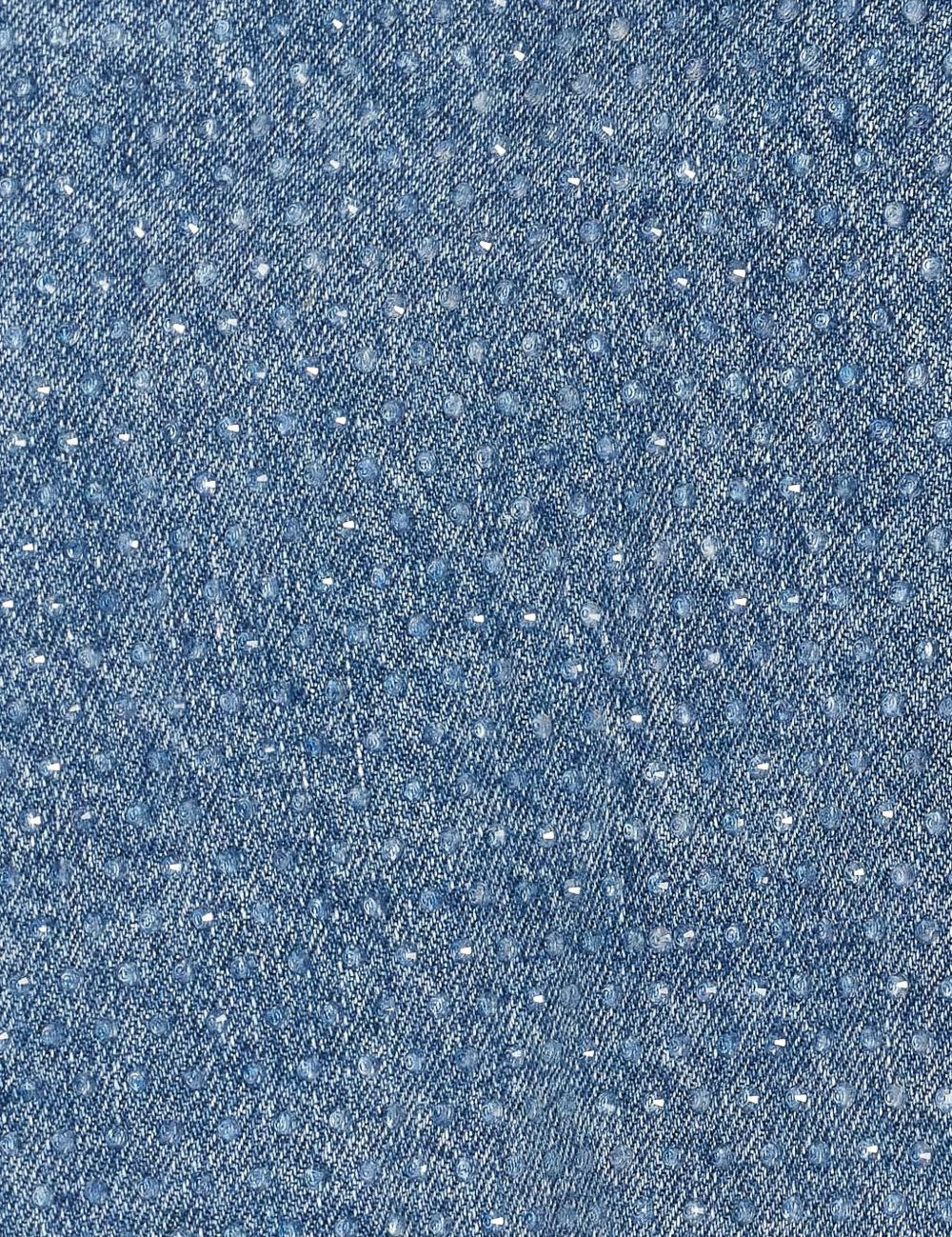 Top crop in denim con cristalli in blu Self-portrait - donna 