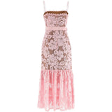 Abito midi con cintura in rosa Self-Portrait - donna 