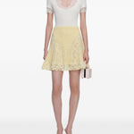 Minigonna con finiture in pizzo in giallo Self-portrait - donna 