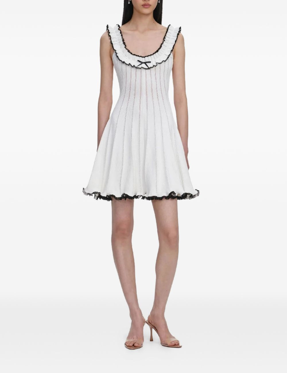 Abito corto con ruches in bianco Self-portrait - donna 